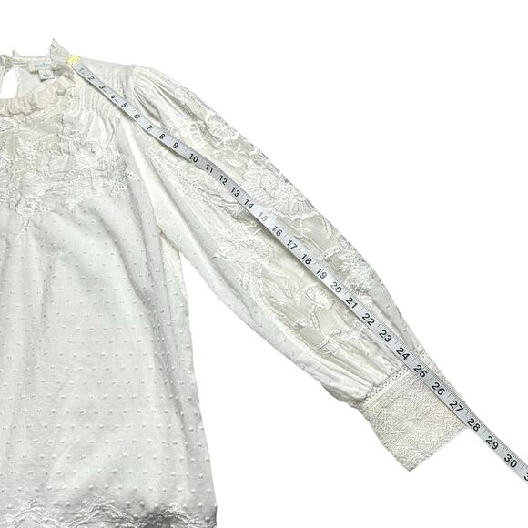 Sundance | Women | Ivory Prairie Farm Ruffled Lace Bib Collar Blouse | Sz Large - Picture 7 of 16